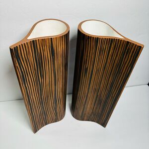 Large Ceramic Resin Wooden‎ Teardrop Flower Display Vases Rustic MCM Mid Century